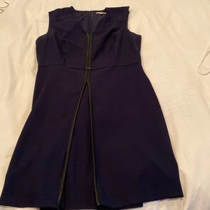 Navy and black pleather detail dress